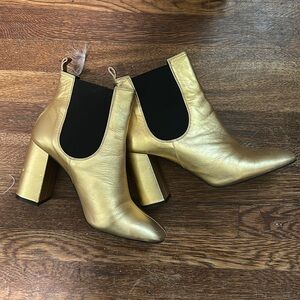 Gold heeled top shop booties
